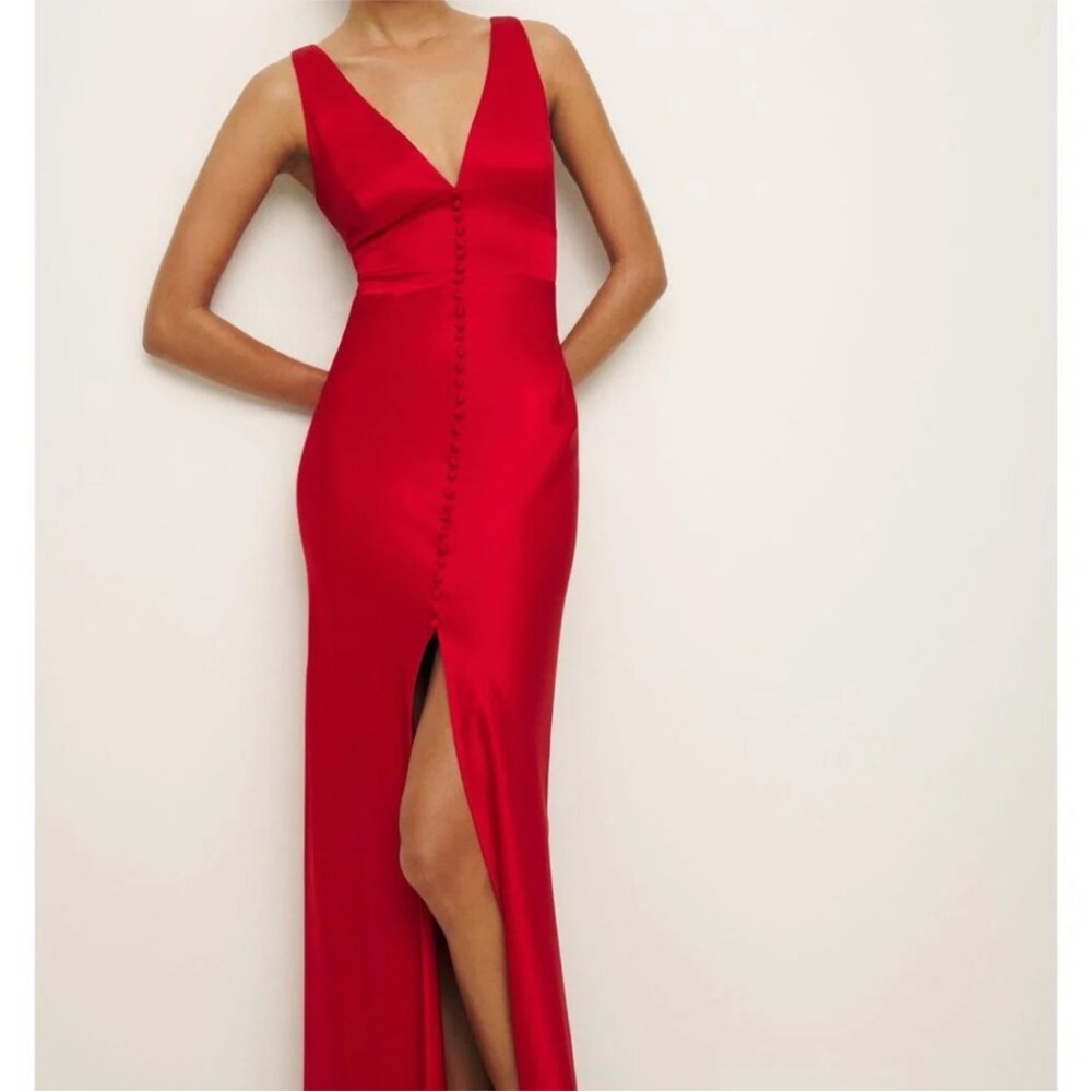 NWT Elaina Satin Dress in Lipstick - Picture 2 of 7